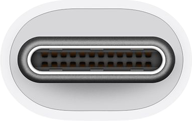 Un primo piano di un connettore USB-C con molti pin.