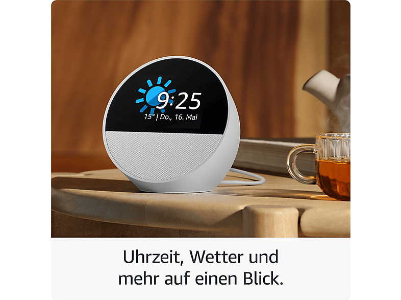Amazon Echo Spot (2024) with Smart Clock Alexa, White; Sprachgesteuerter Lautsprecher — Foto 3 von 5