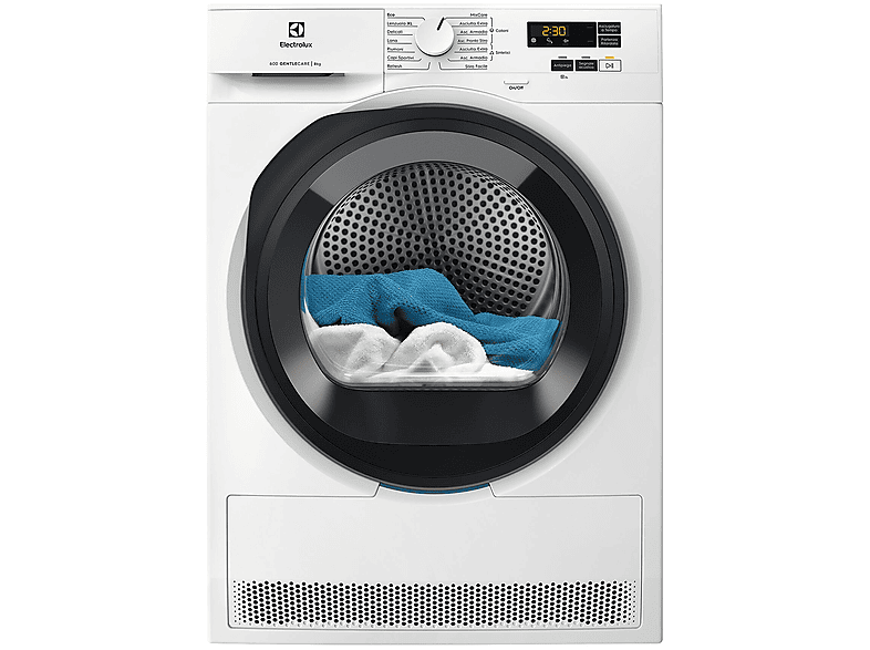ASCIUGATRICE ELECTROLUX EW6HM182G A pompa di calore, 8 kg, profondità 63,8 cm, 66 dB(A), Bianco/oblò nero, Classe E