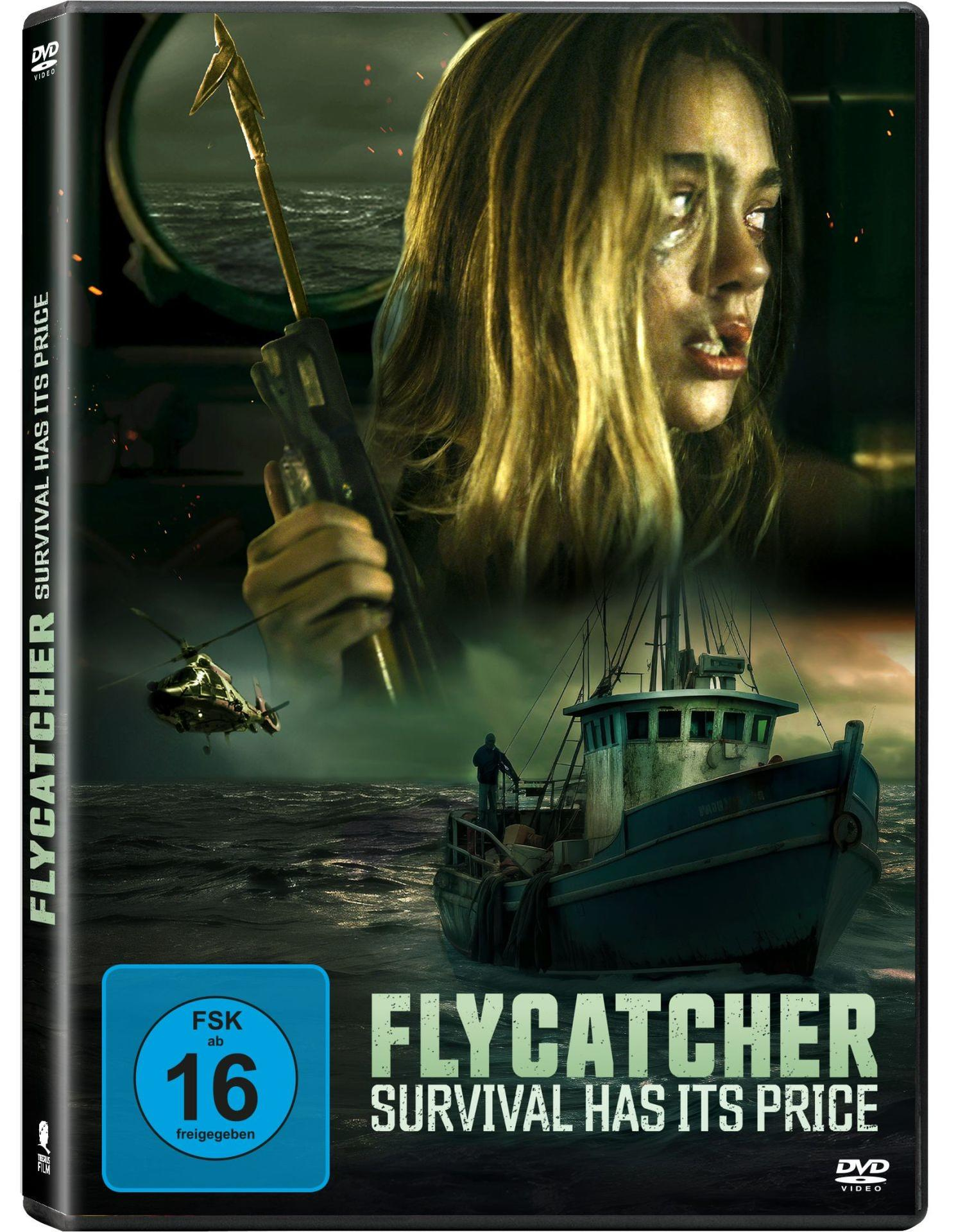 DVD-Hülle mit Filmplakat. Frau hält Speer, Boot und Helikopter im Hintergrund.