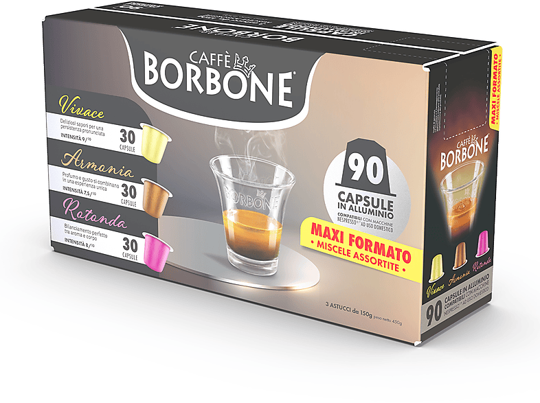 Caffè Borbone Caffè in capsule comp nespresso allum 90pz, Macchine Nespresso ad uso domestico, 0,45 kg