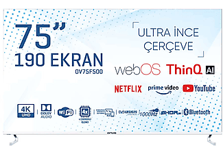 ONVO OV75F500 4K Ultra HD 75 inç 190 Ekran Uydu Alıcılı webOS Smart LED TV Outlet 1228023