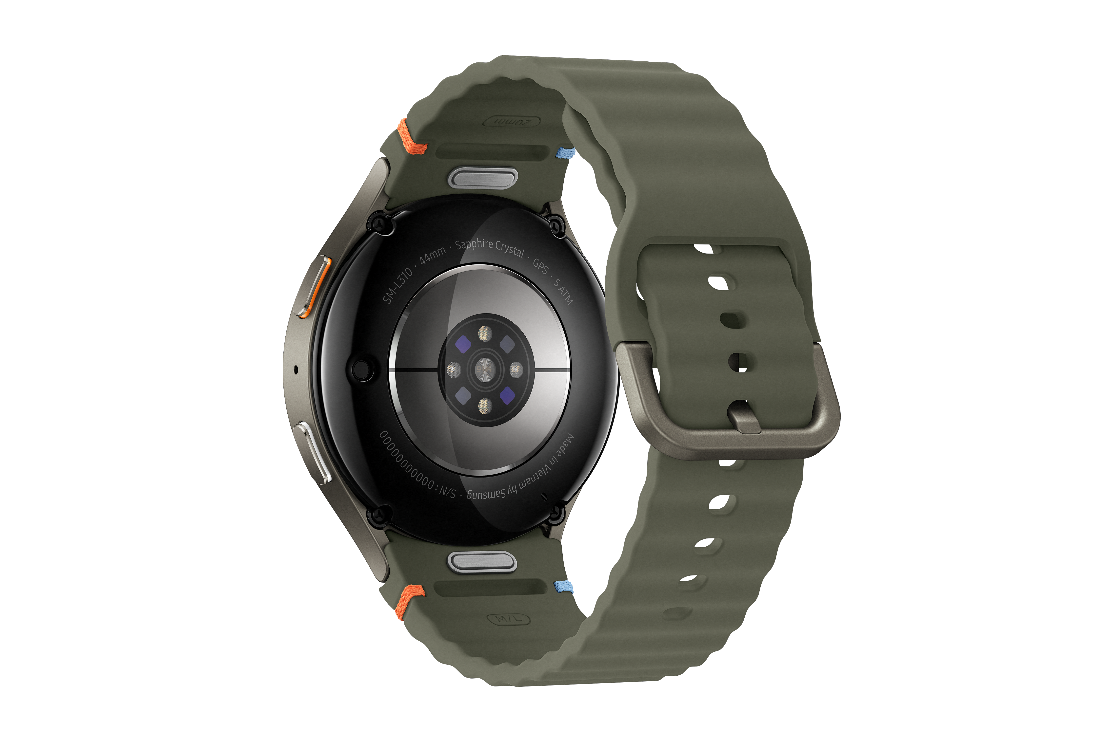 Rückansicht einer Smartwatch mit grünem Armband.
