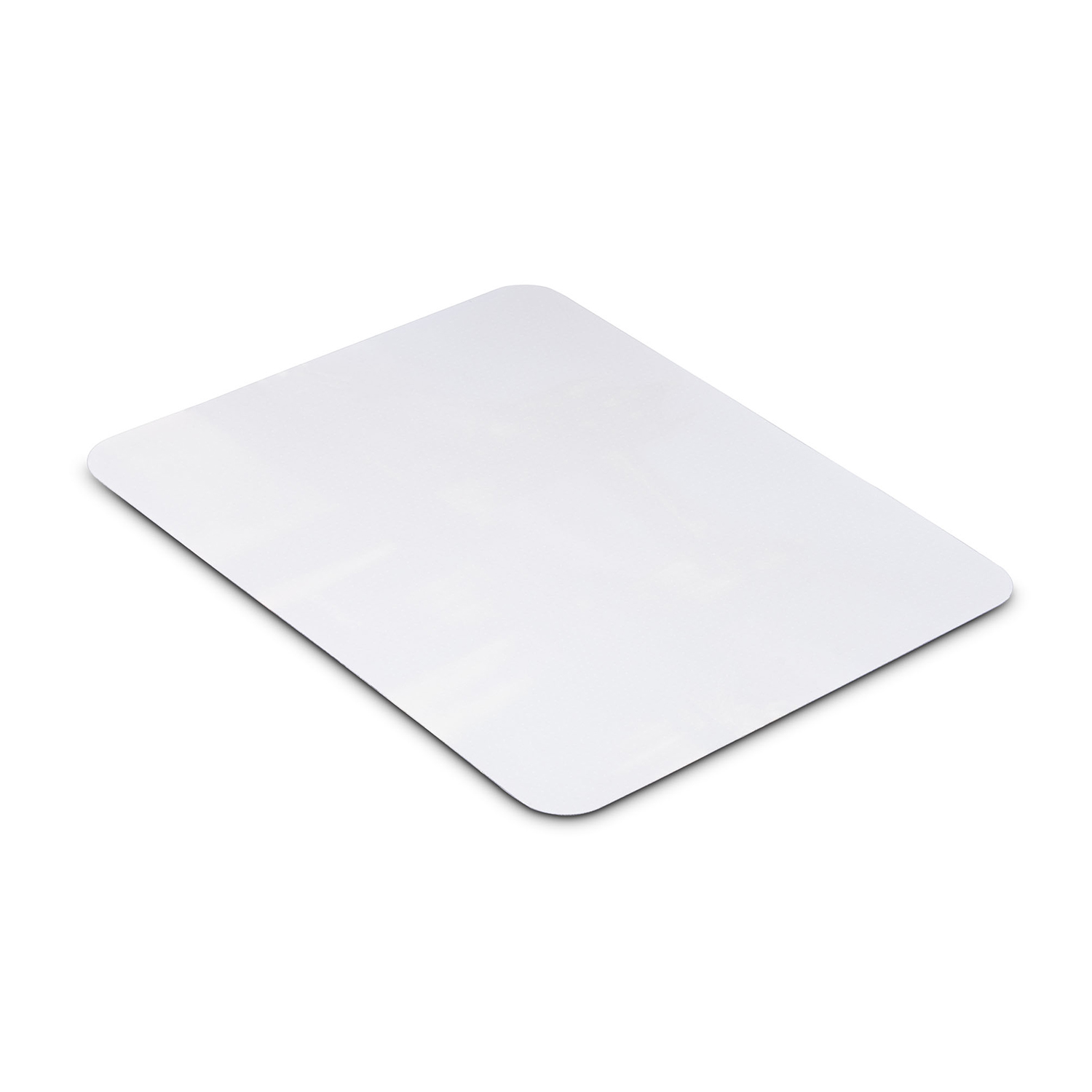 Mousepad rettangolare bianco con angoli arrotondati, isolato su sfondo bianco.