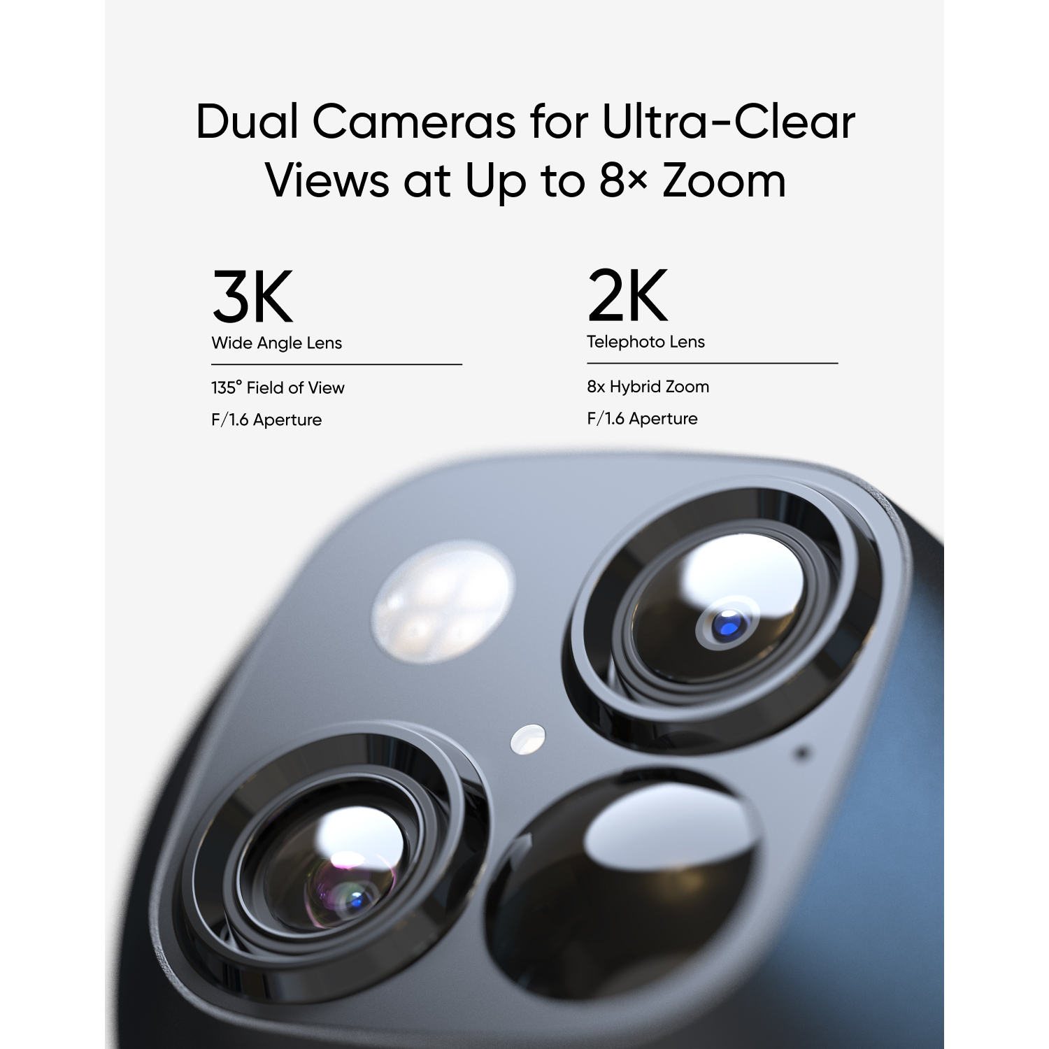 A close up of a phone's camera with two lenses.
