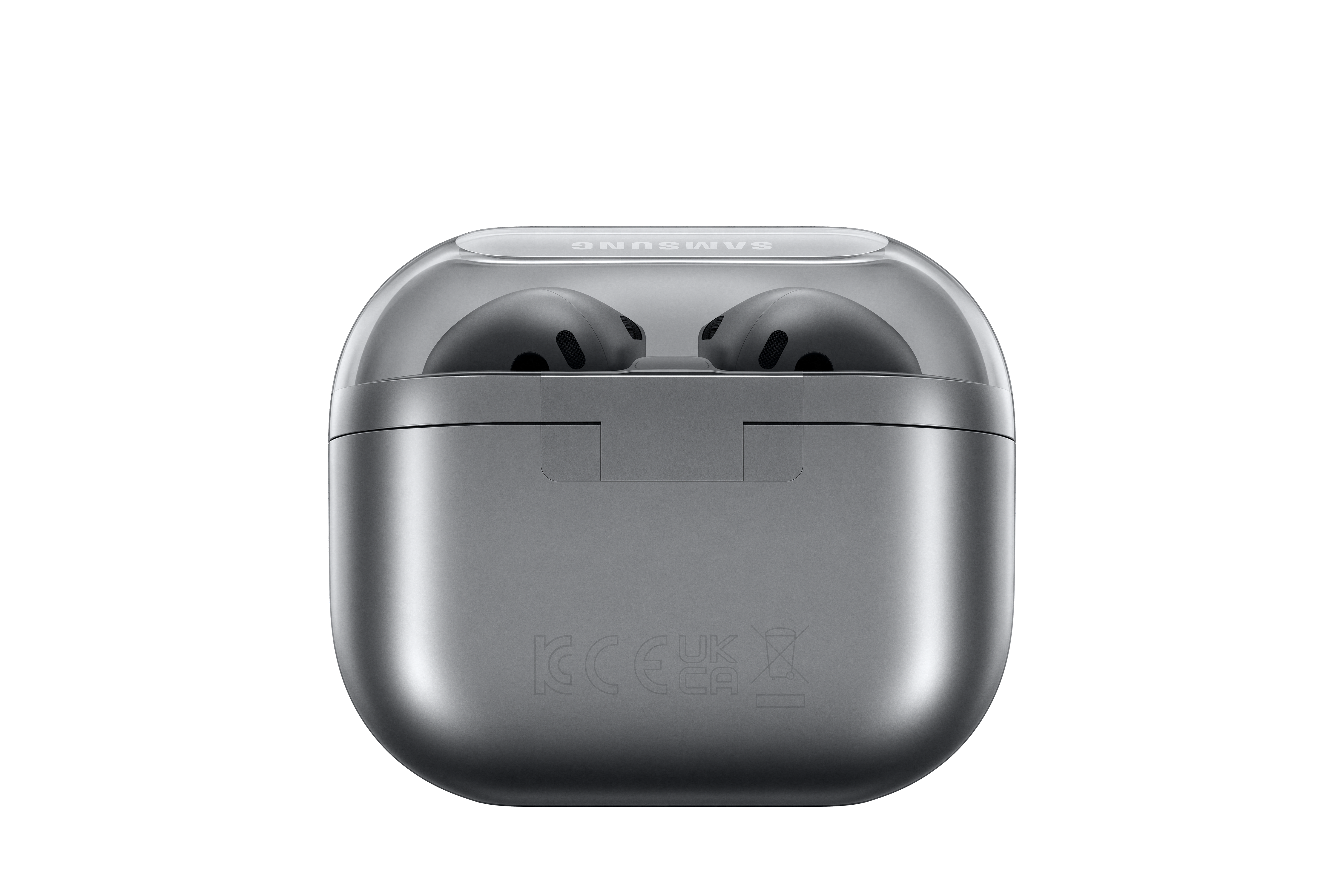 Ein Ladecase für Ohrhörer mit dem SAMSUNG-Logo oben.