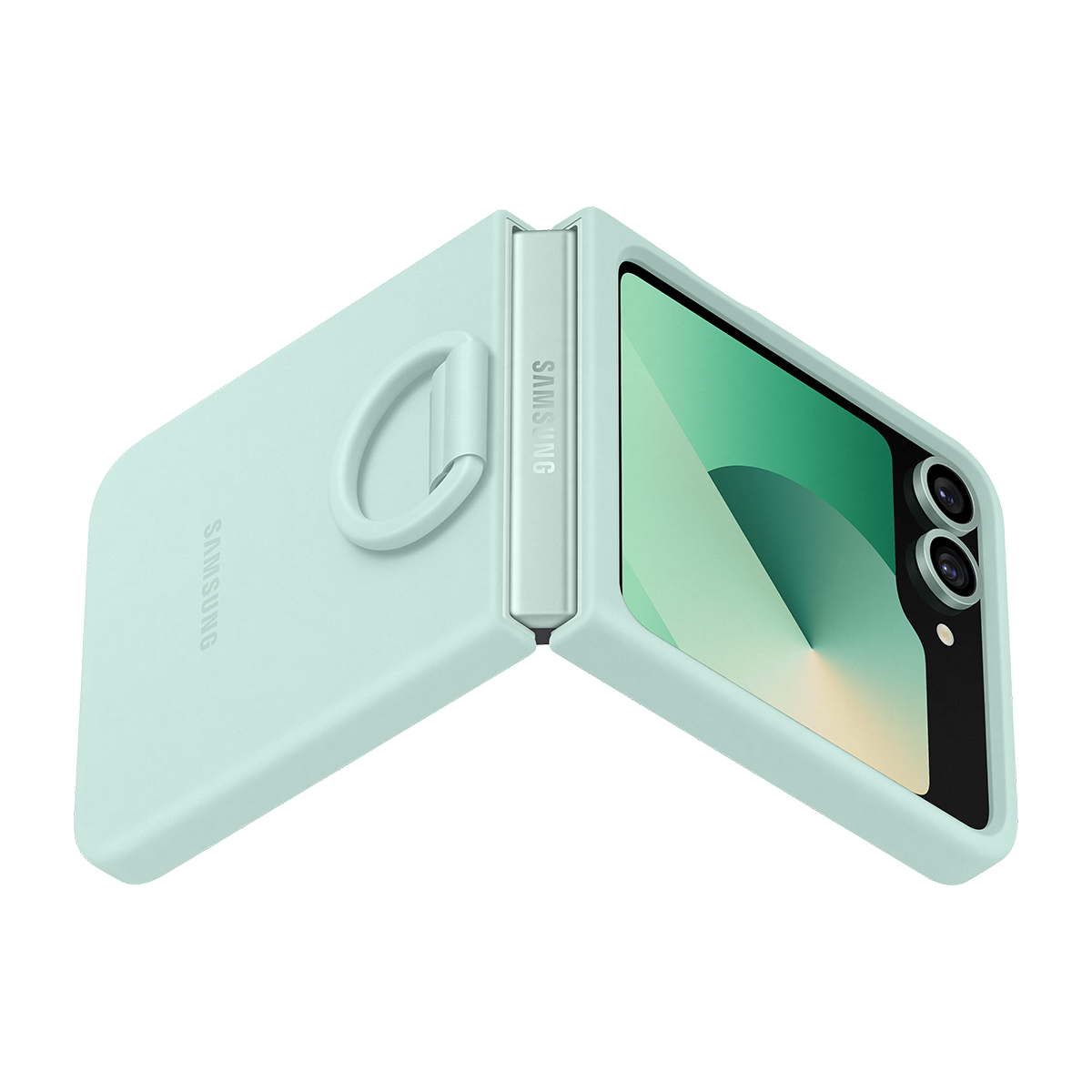 SAMSUNG Galaxy Z Flip 6 Yüzüklü Silikon Telefon Kılıfı Mint Fiyat