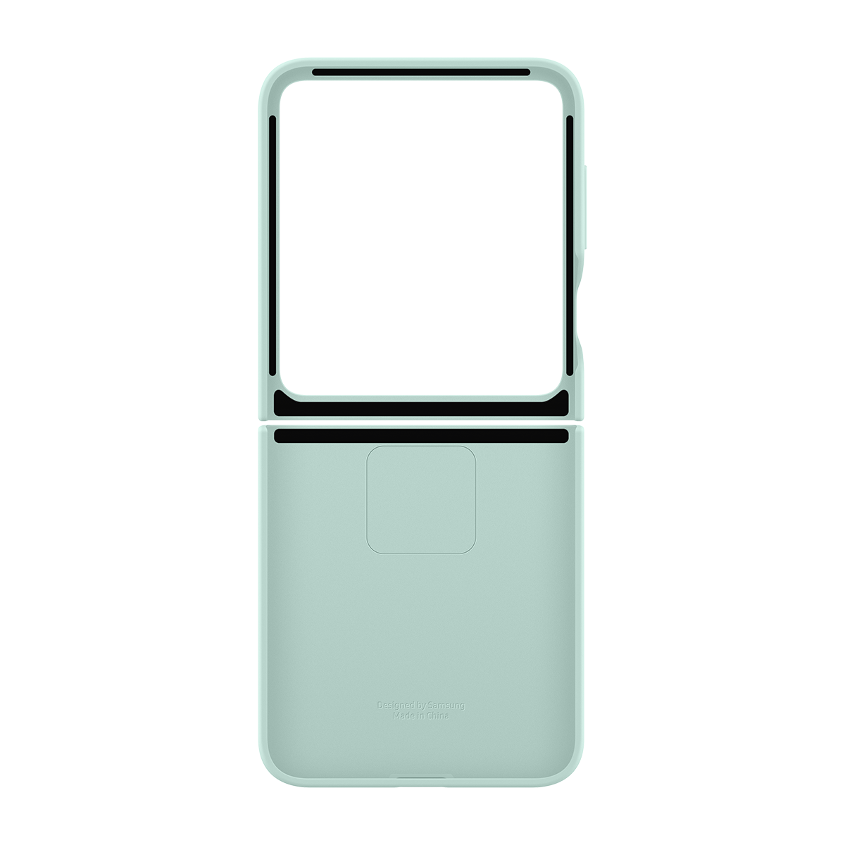 Siyah bir arka plan üzerinde açık ve boş, açık mavi bir telefon kılıfı.