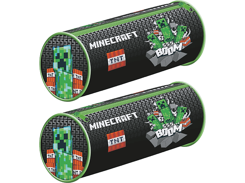 Estuche - Pyramid Minecraft (Tnt Boom) Barrel, Negro y verde