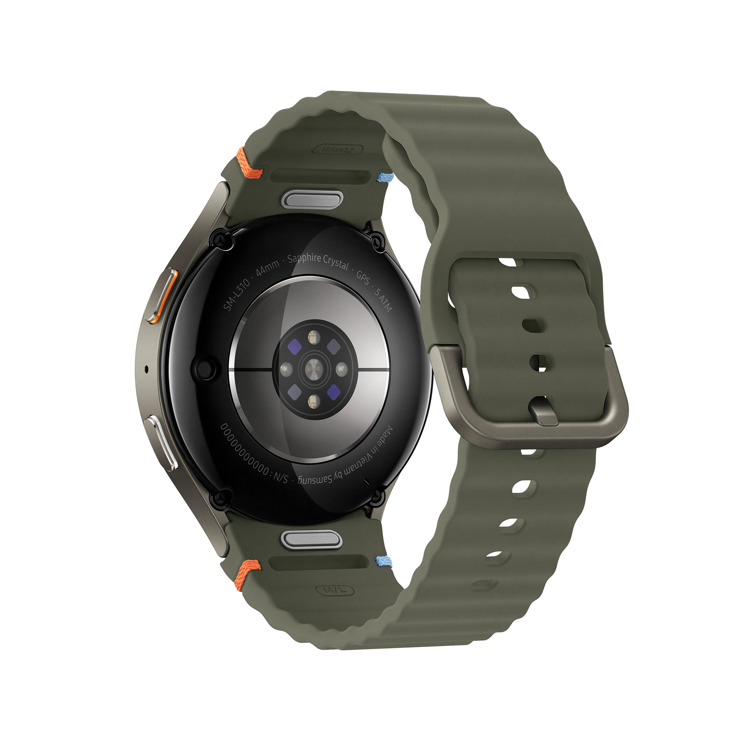 Zielono-szary smartwatch na białym tle.