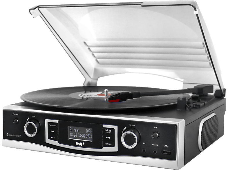 Soundmaster PL590SW Plattenspieler mit DAB+/UKW Stereoradio & Encoding; Kompaktanlage