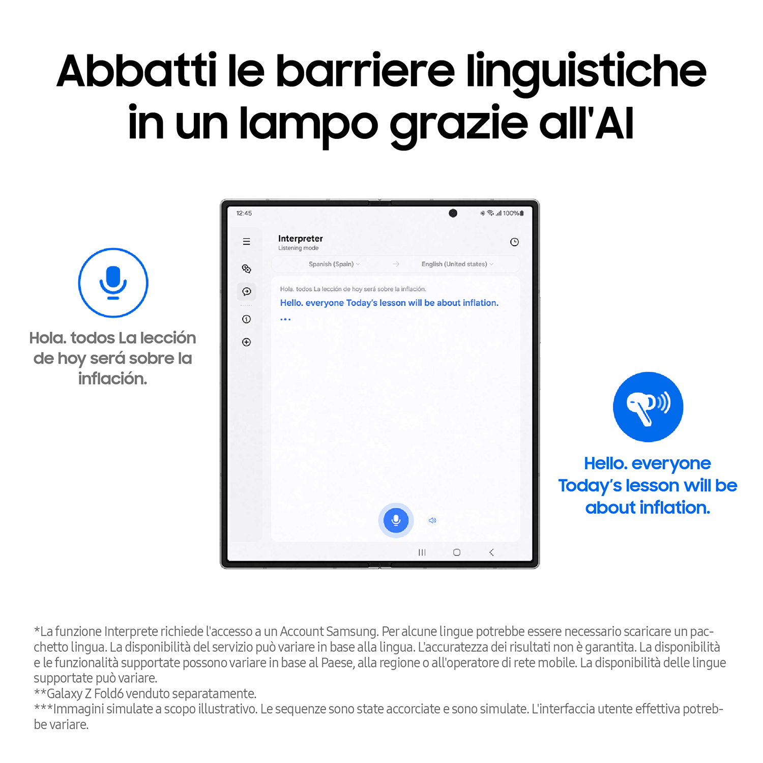 Schermo del telefono che mostra una traduzione tra spagnolo e inglese.