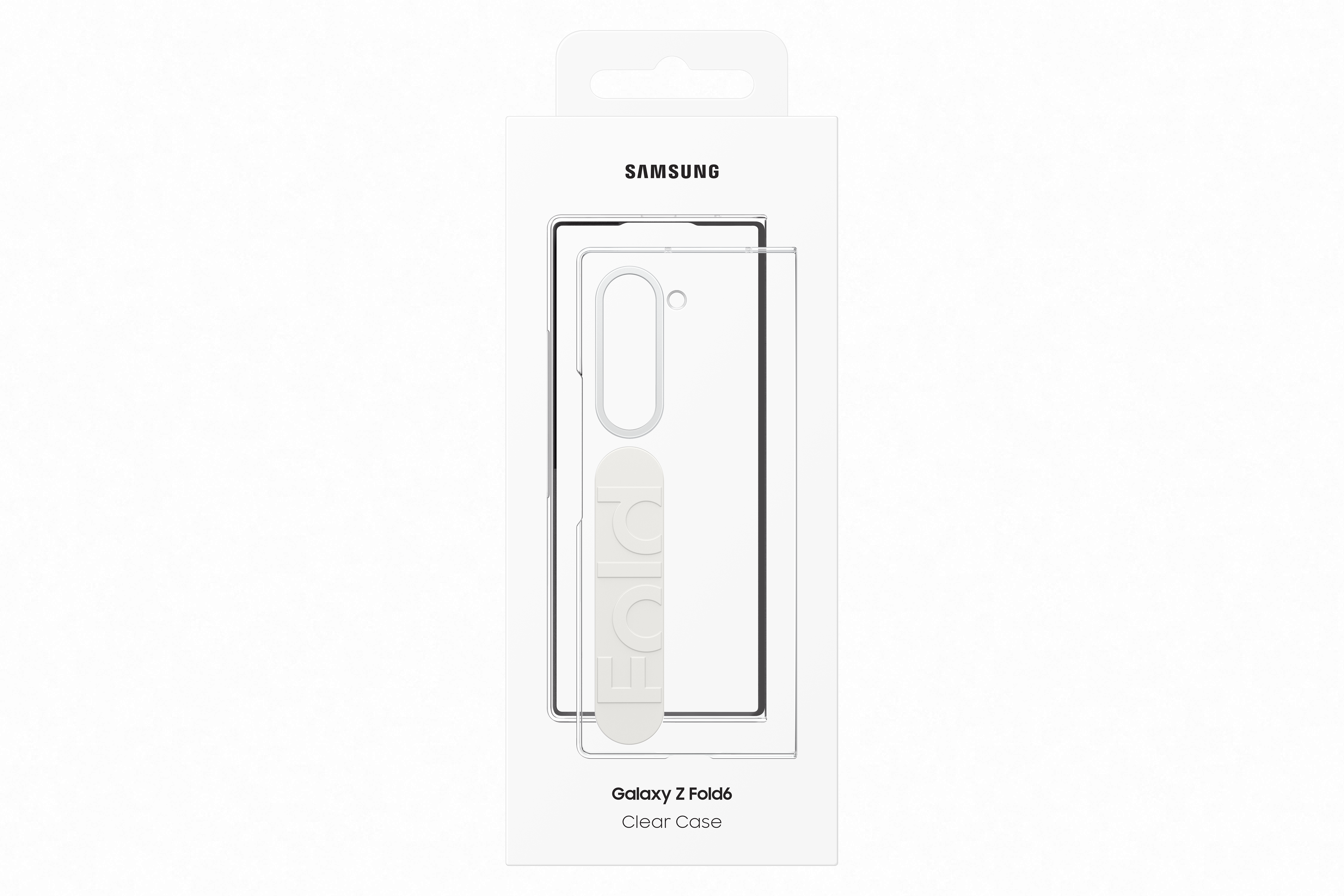 Samsung Galaxy Z Fold6 Clear Case fehér csomagolásban.