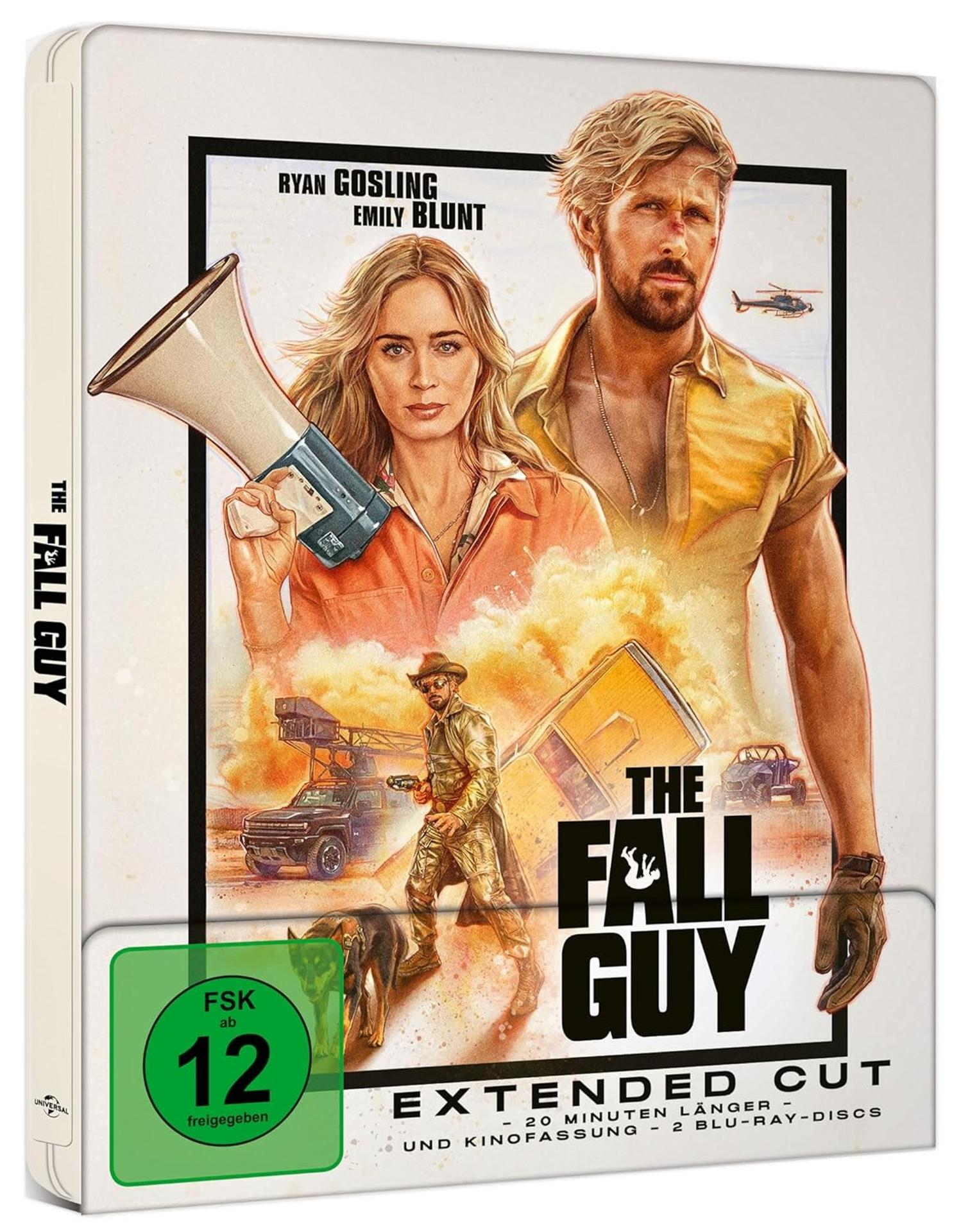 DVD-Hülle mit Ryan Gosling und Emily Blunt auf dem Cover, für den Film 'The Fall Guy'.