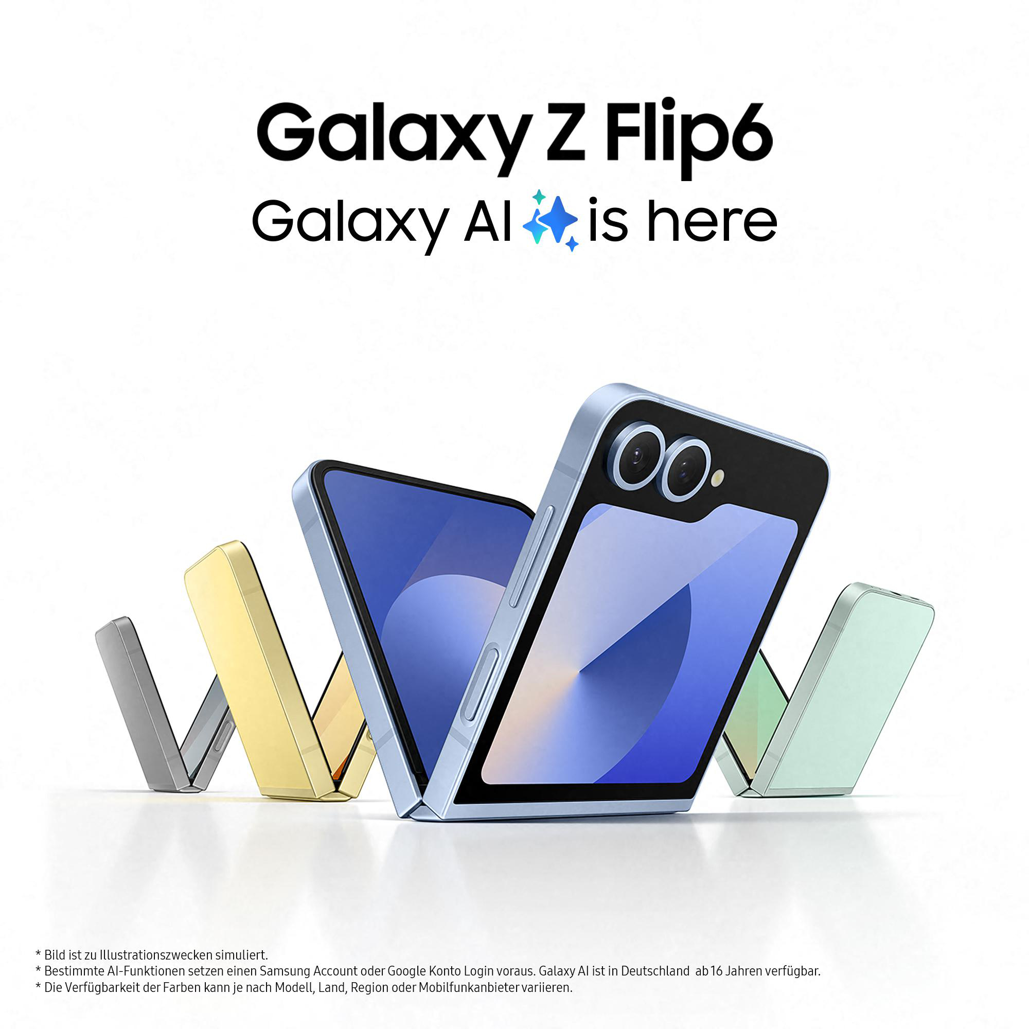 Galaxy Z Flip6 mit Farbpanels, Galaxy AI ist da.