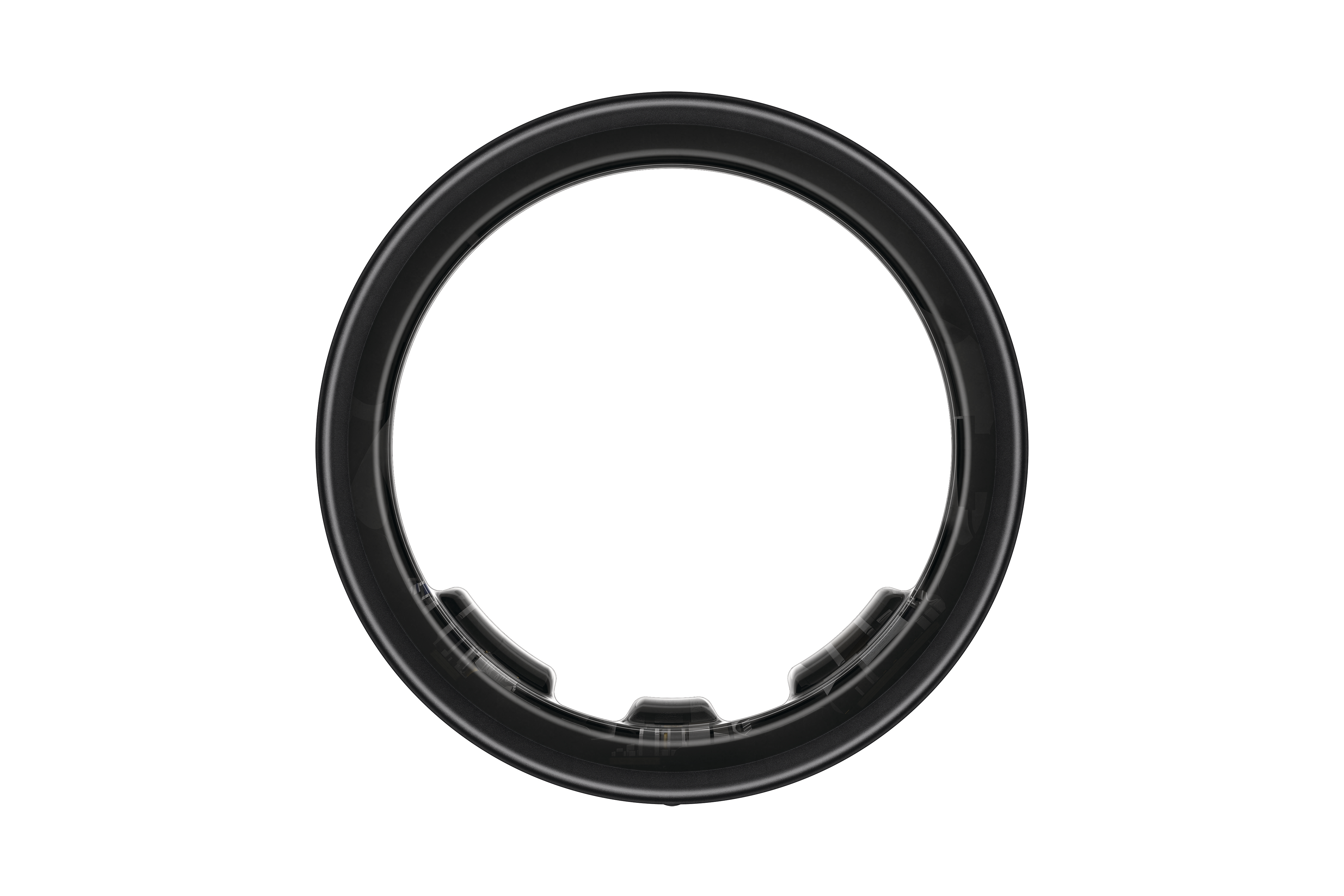 Schwarzer kreisförmiger Ring auf weißem Hintergrund.