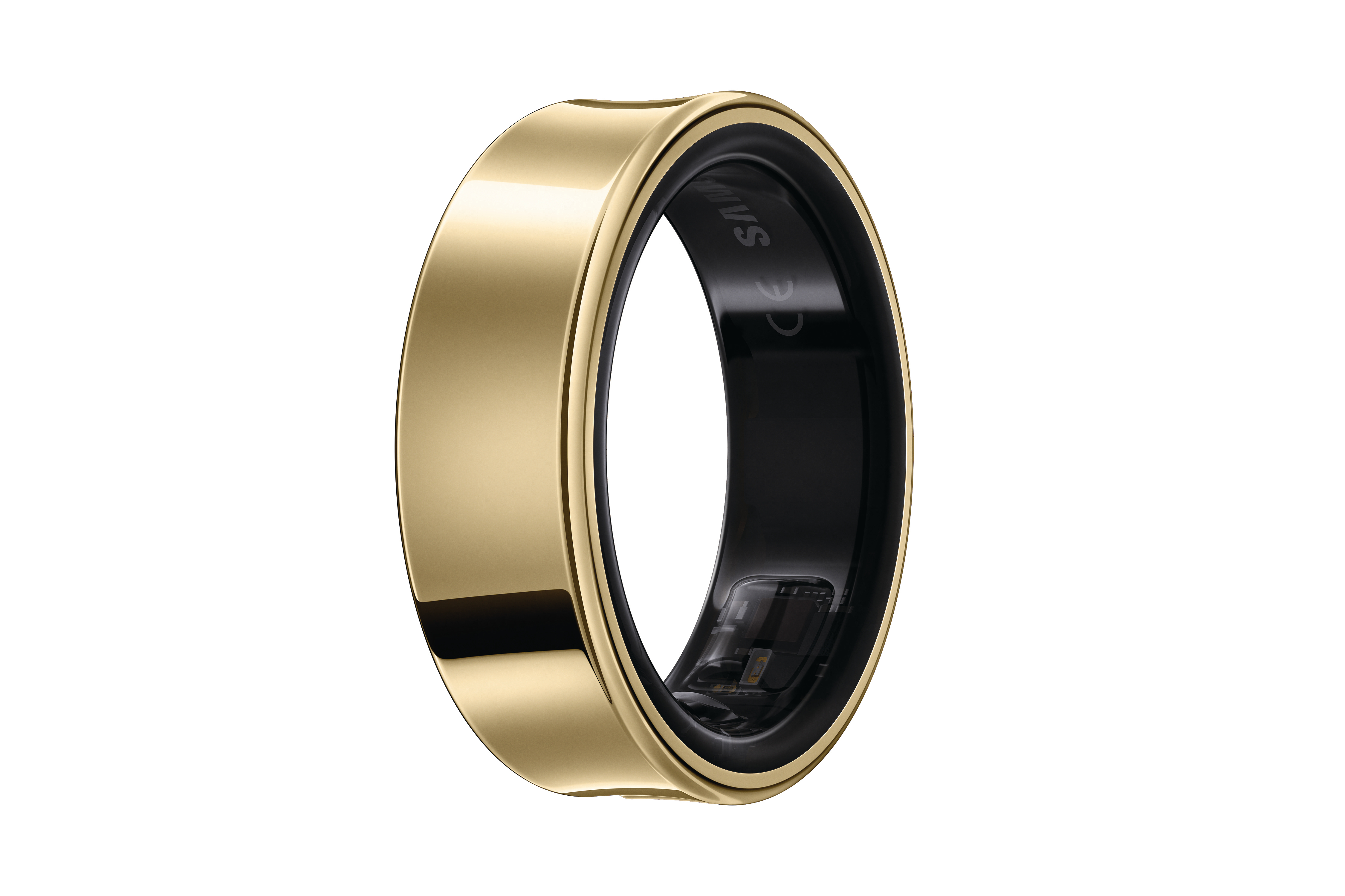 Ein goldener Ring mit schwarzem Innenraum, der einen Sensor zeigt.