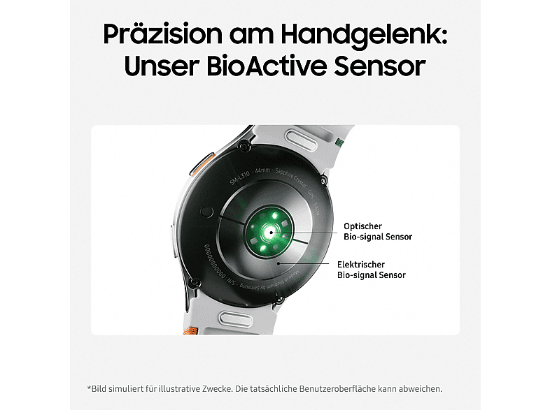 SAMSUNG Galaxy Watch7 LTE 44 mm Smartwatches Aluminium Nitrilkautschuk, 85-130 mm, Silver