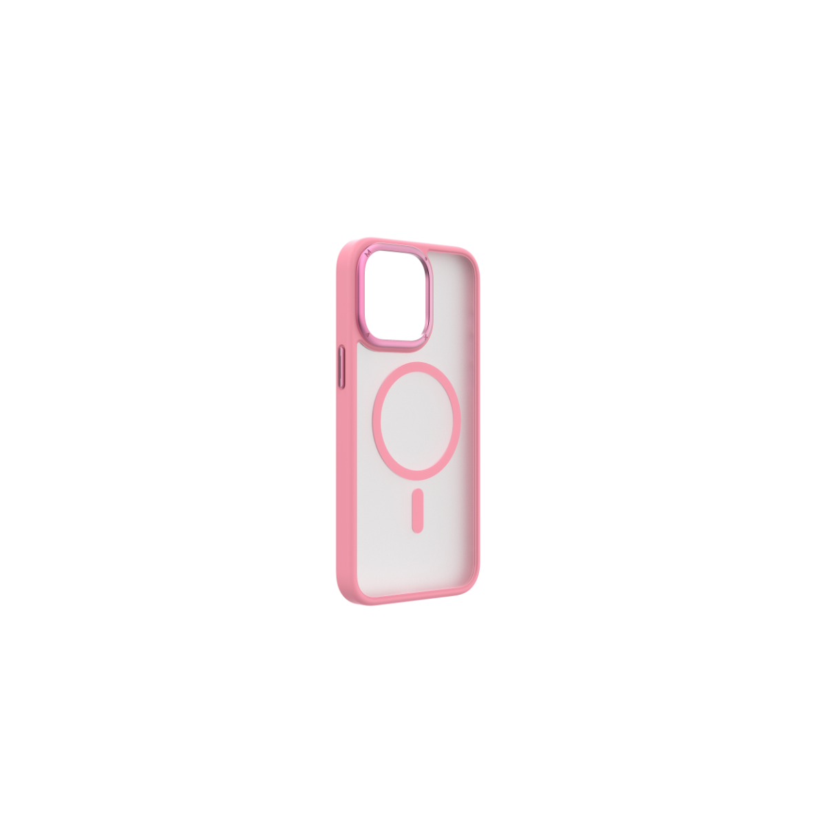 Beyaz iç kısma ve pembe dairesel manyetik pede sahip pembe telefon kılıfı.