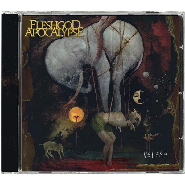 Albumcover: Eine elefantenartige Figur mit hängenden Figuren. Dunkler Hintergrund.