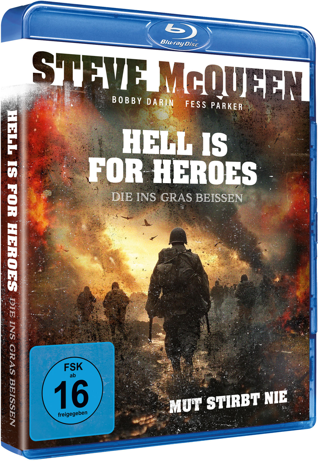 DVD-Cover des Films 'Hell is for Heroes' mit Kriegsszene und Titel auf der Vorderseite.
