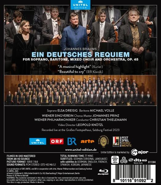 Eine DVD-Hülle mit einem Bild eines Orchesters und dem Text 'EIN DEUTSCHES REQUIEM'.