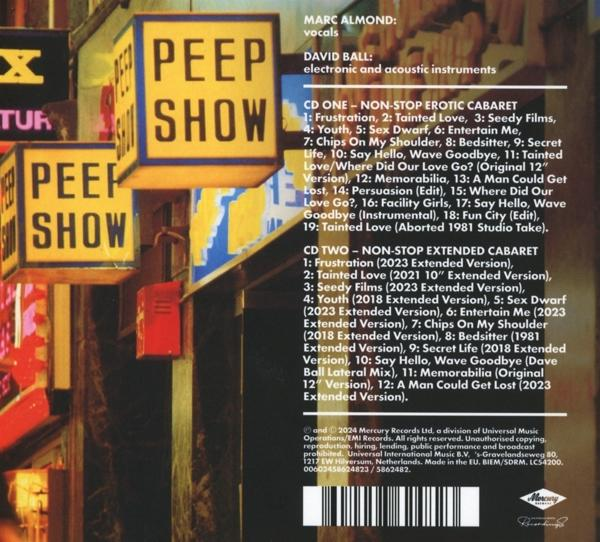 CD-Cover mit einer Liste von Titeln und Text in gelben Boxen.