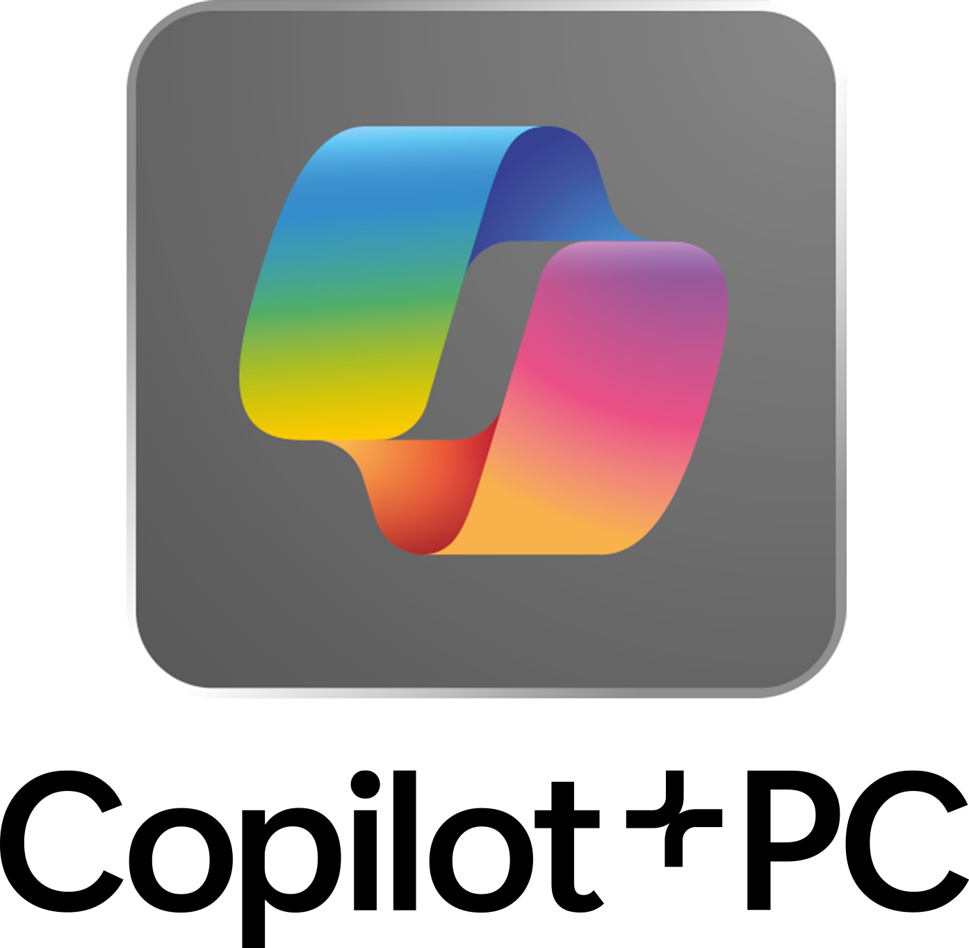 Un logo abstrait coloré avec un fond carré arrondi.