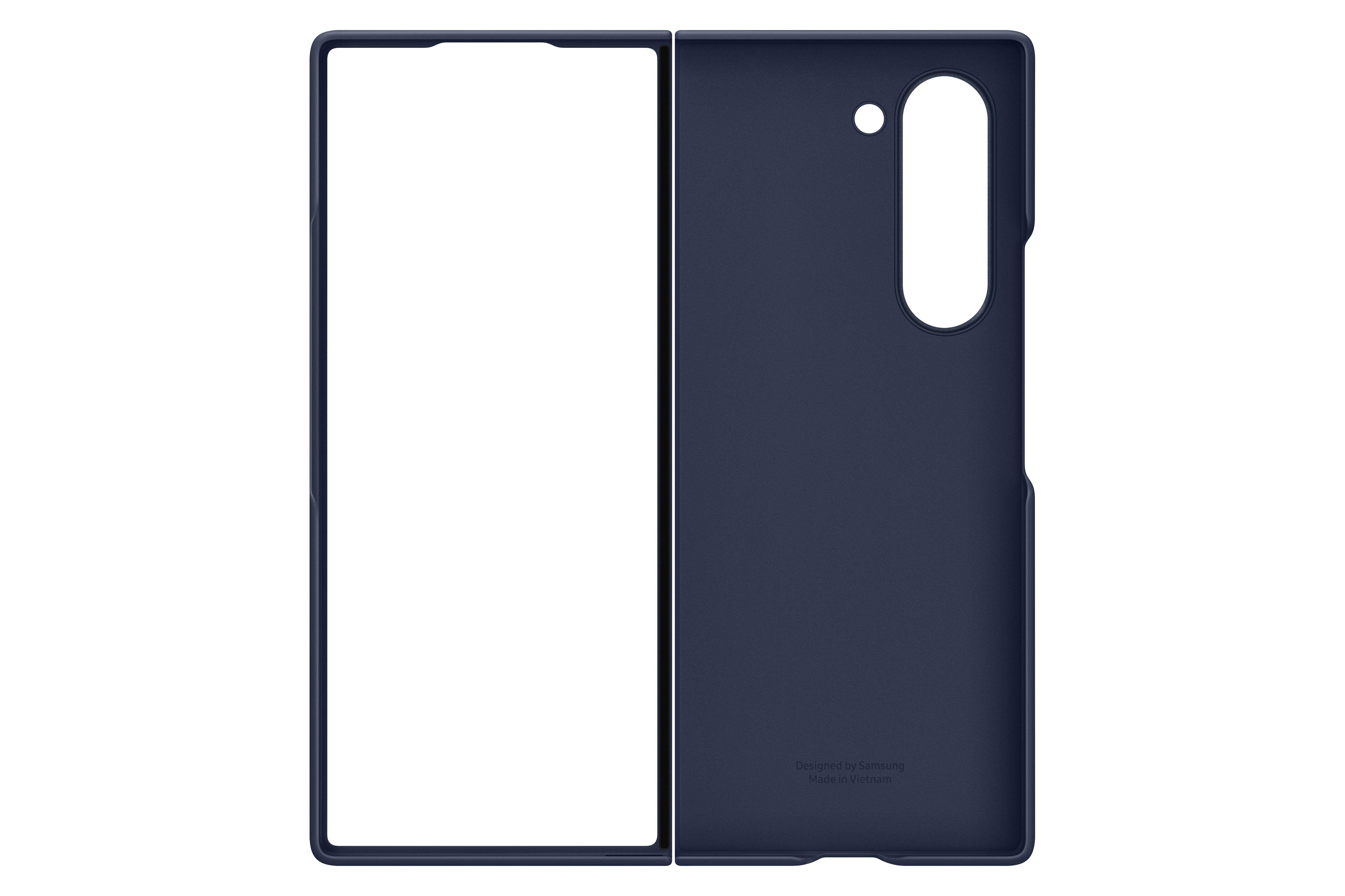 Marineblaue Handyhülle, offen, Innenansicht, entworfen von Samsung.