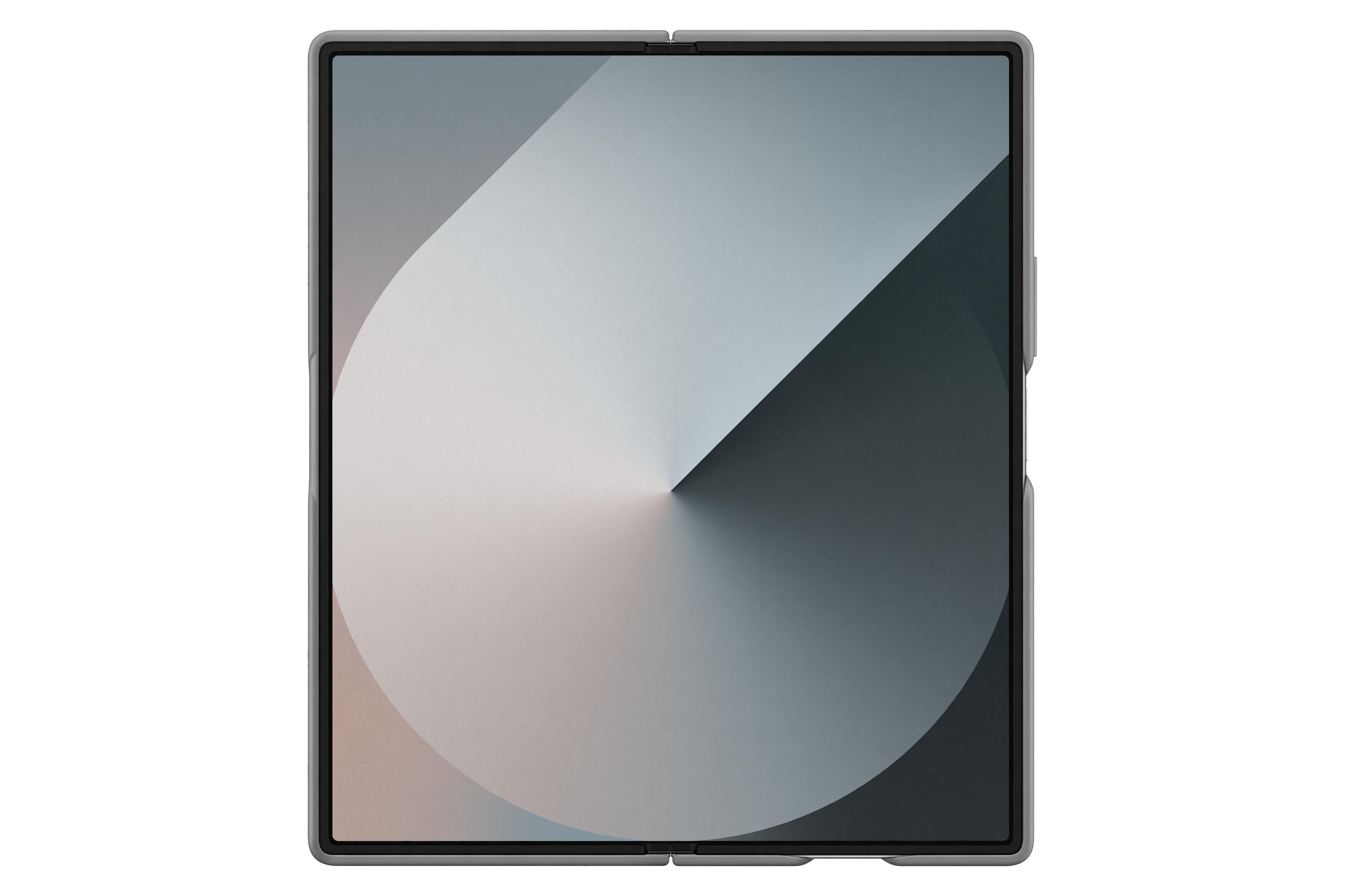 Ein Tablet mit Farbverlauf-Hintergrund, eingerahmt von einem dünnen, grauen Rand, und weißem Grund.