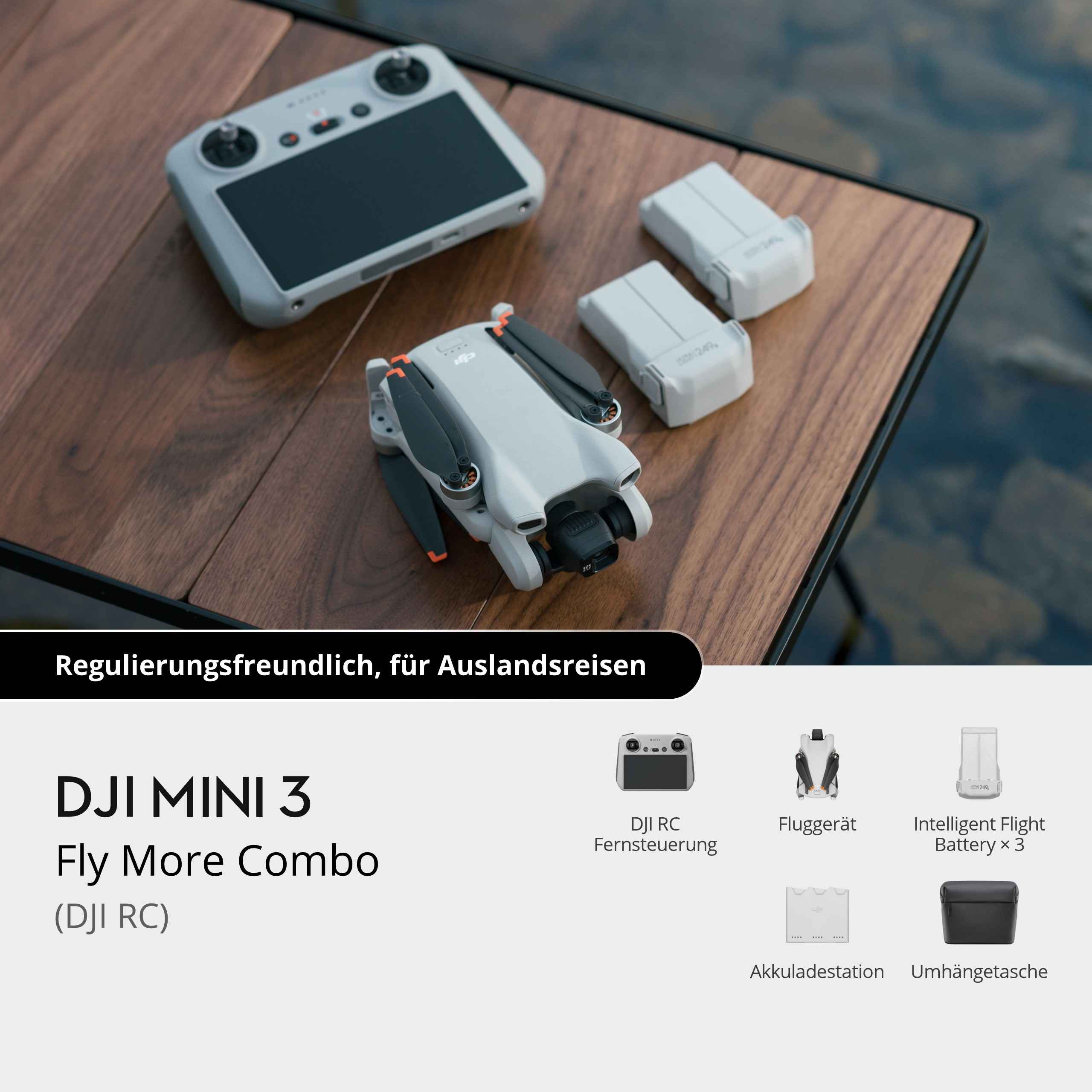 DJI Mini 3 Fly More Combo, drone con accessori.