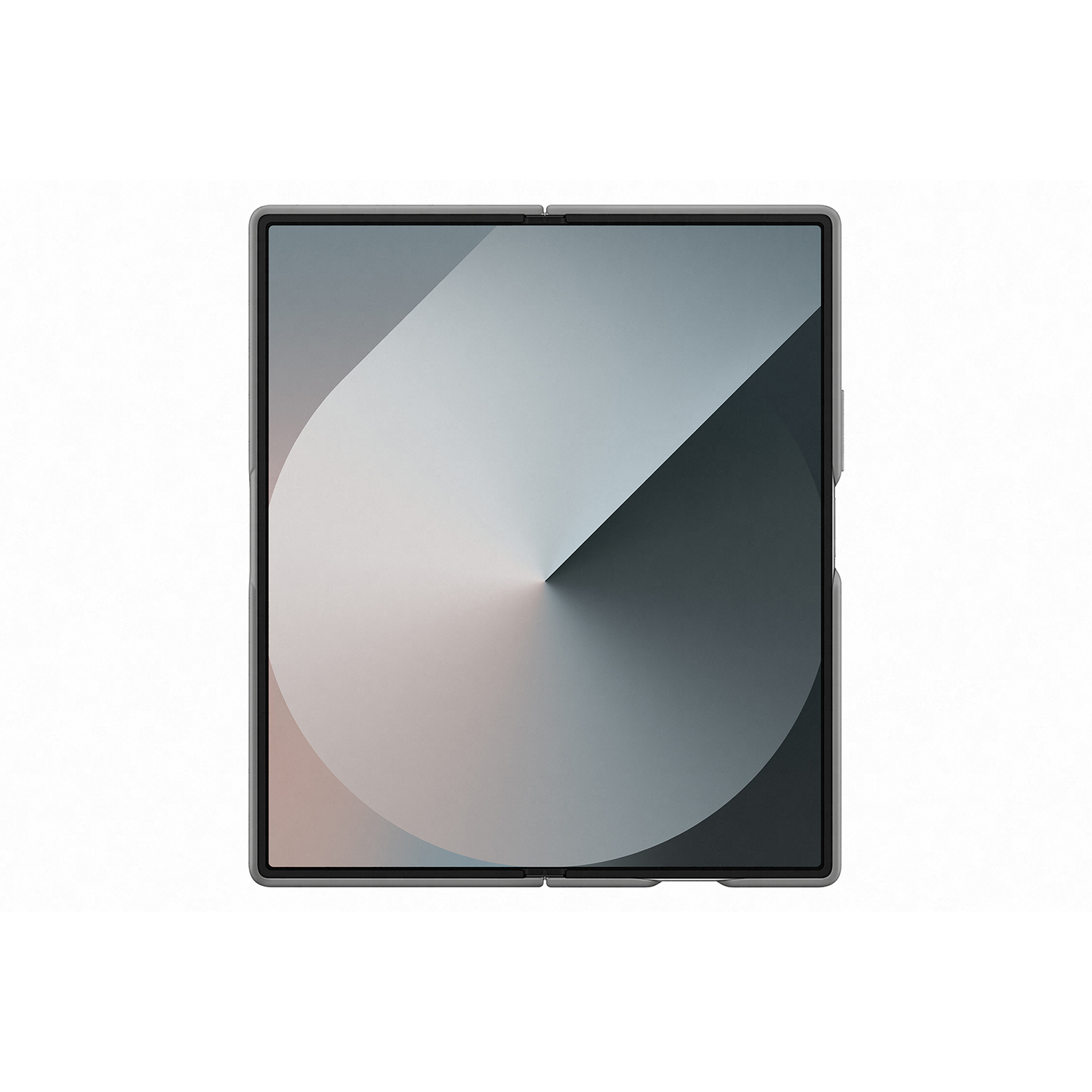 Una tableta plegable sobre un fondo blanco con un diseño degradado en la pantalla.