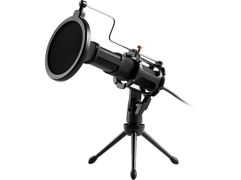 ISY Asztali streamer mikrofon, USB, tripod állvány, fekete (IMI-2500)