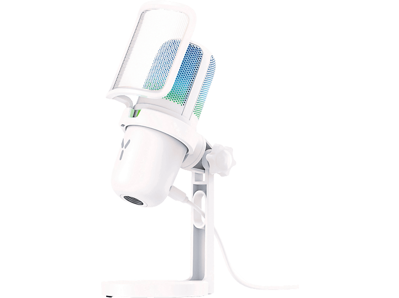 ISY Asztali streamer mikrofon, USB, LED világítás, fehér (IMI-3000 WT)