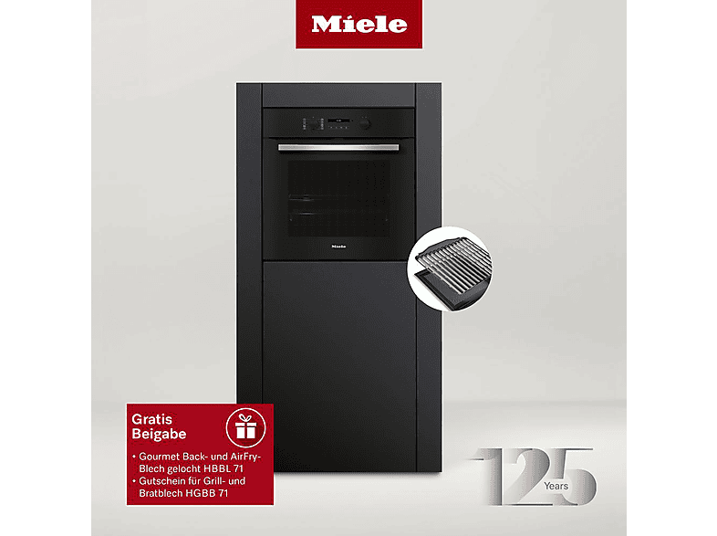 MIELE H 2766-1 BP 125 Edition, Backofen (Einbaugerät, 76 l, 595 mm breit), BlackLine