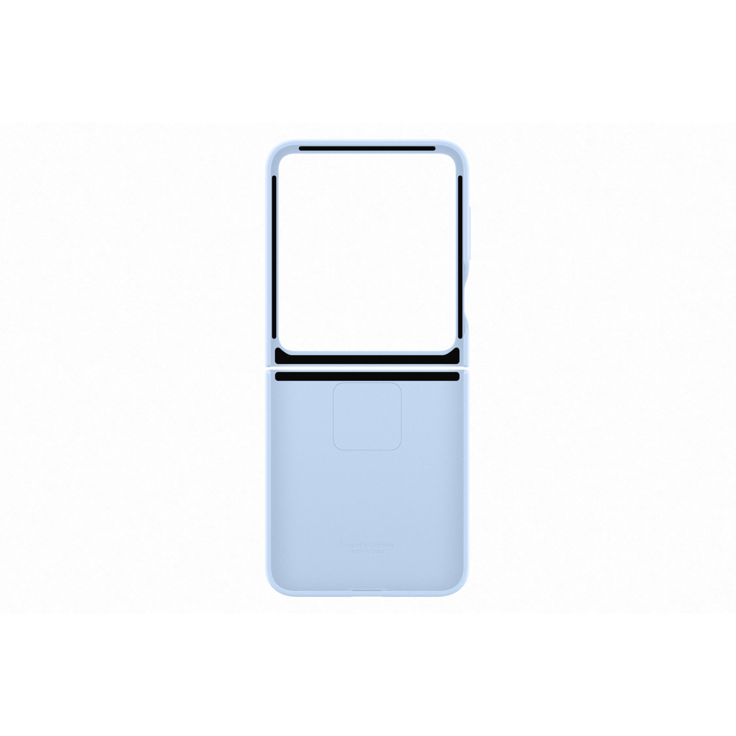 A light blue phone case with a visible screen opening.