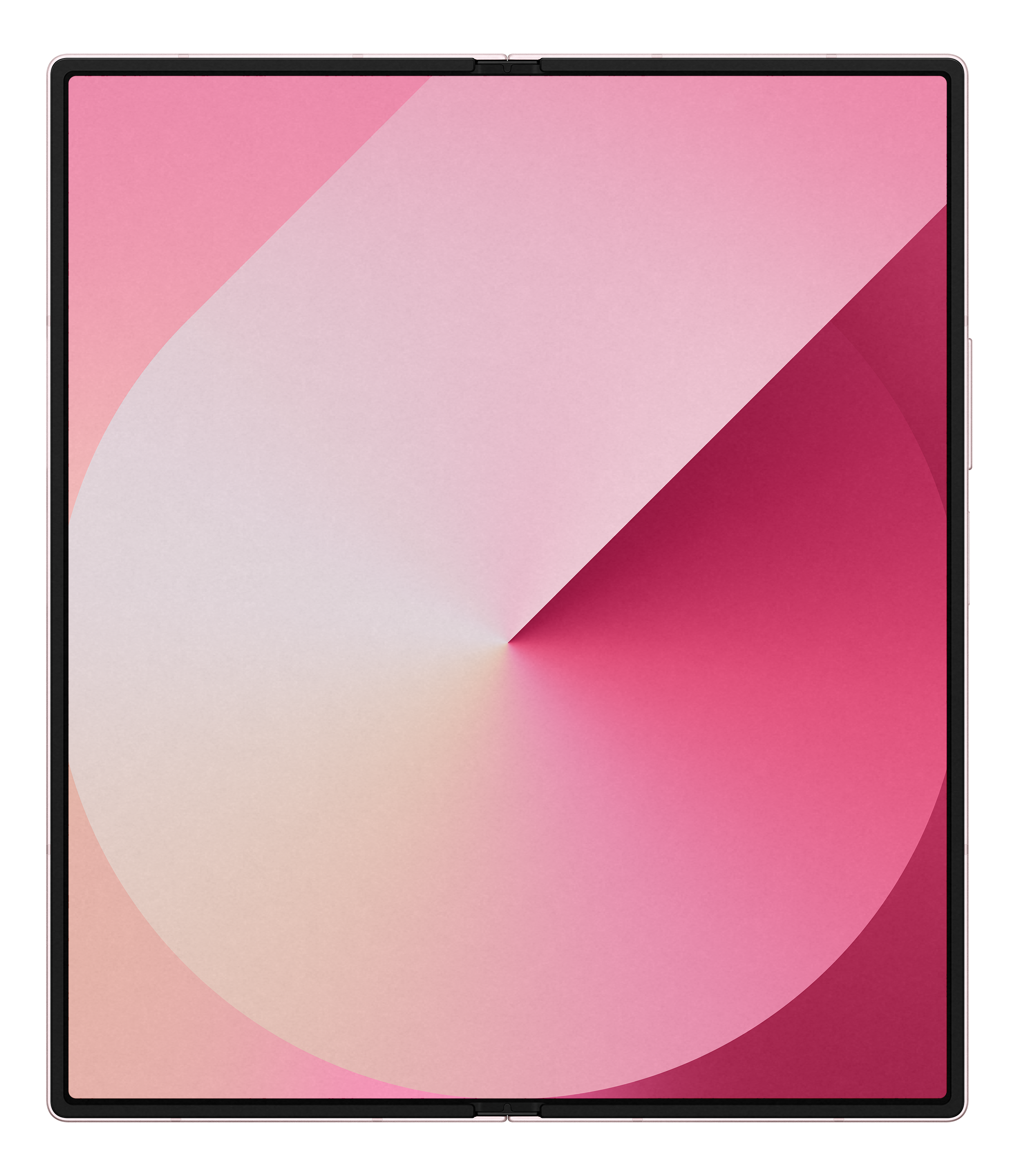 Telefono pieghevole che mostra un design sfumato rosa sullo schermo principale.
