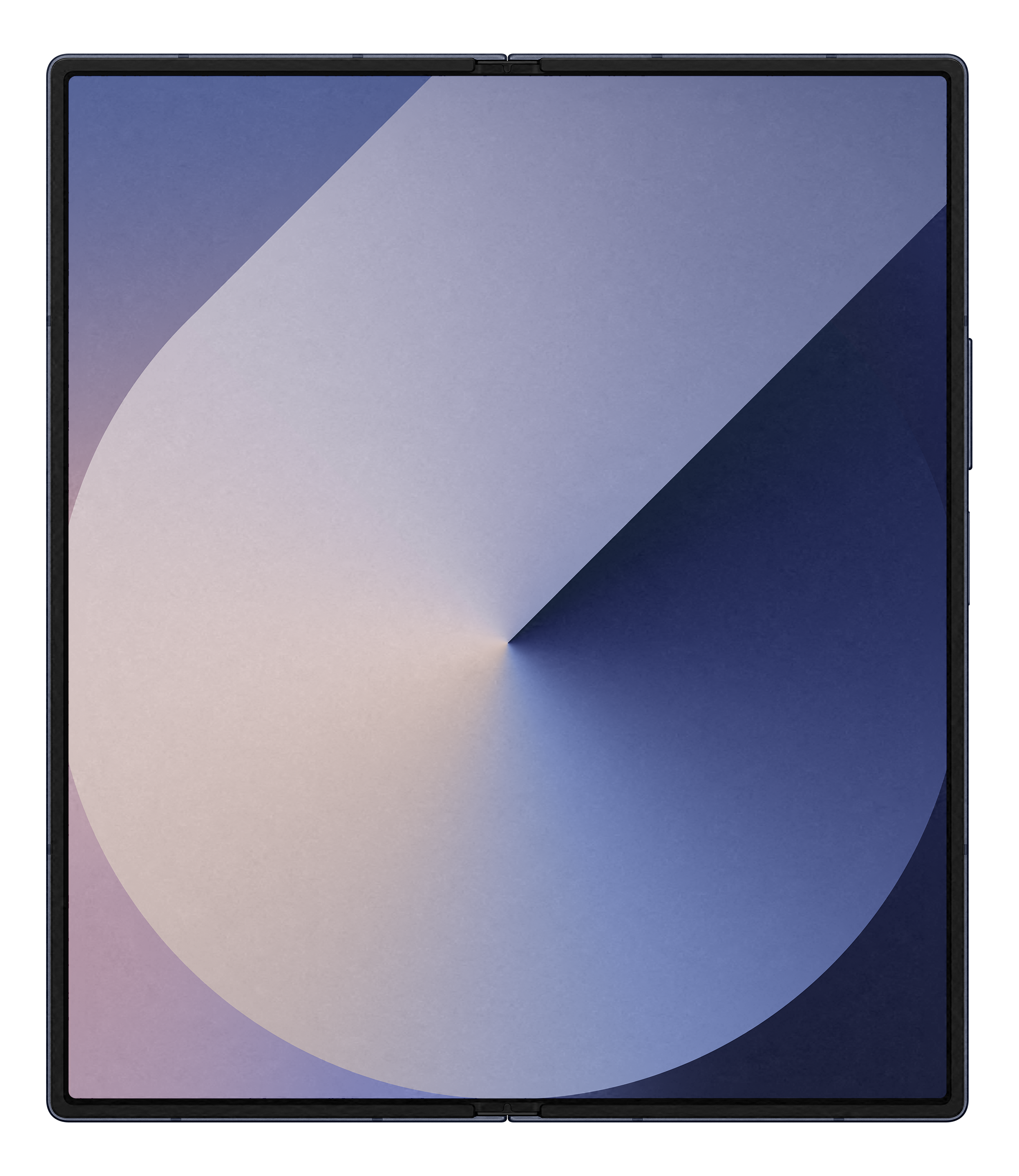 Uno schermo nero del telefono mostra una sfumatura da blu a un colore blu più chiaro. Lo sfondo è nero.