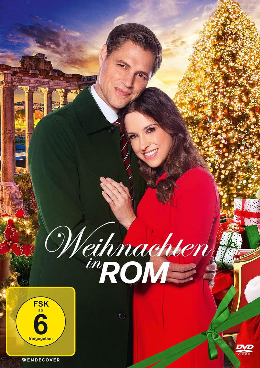 Filmcover, Paar vor Weihnachtsbaum in Rom.