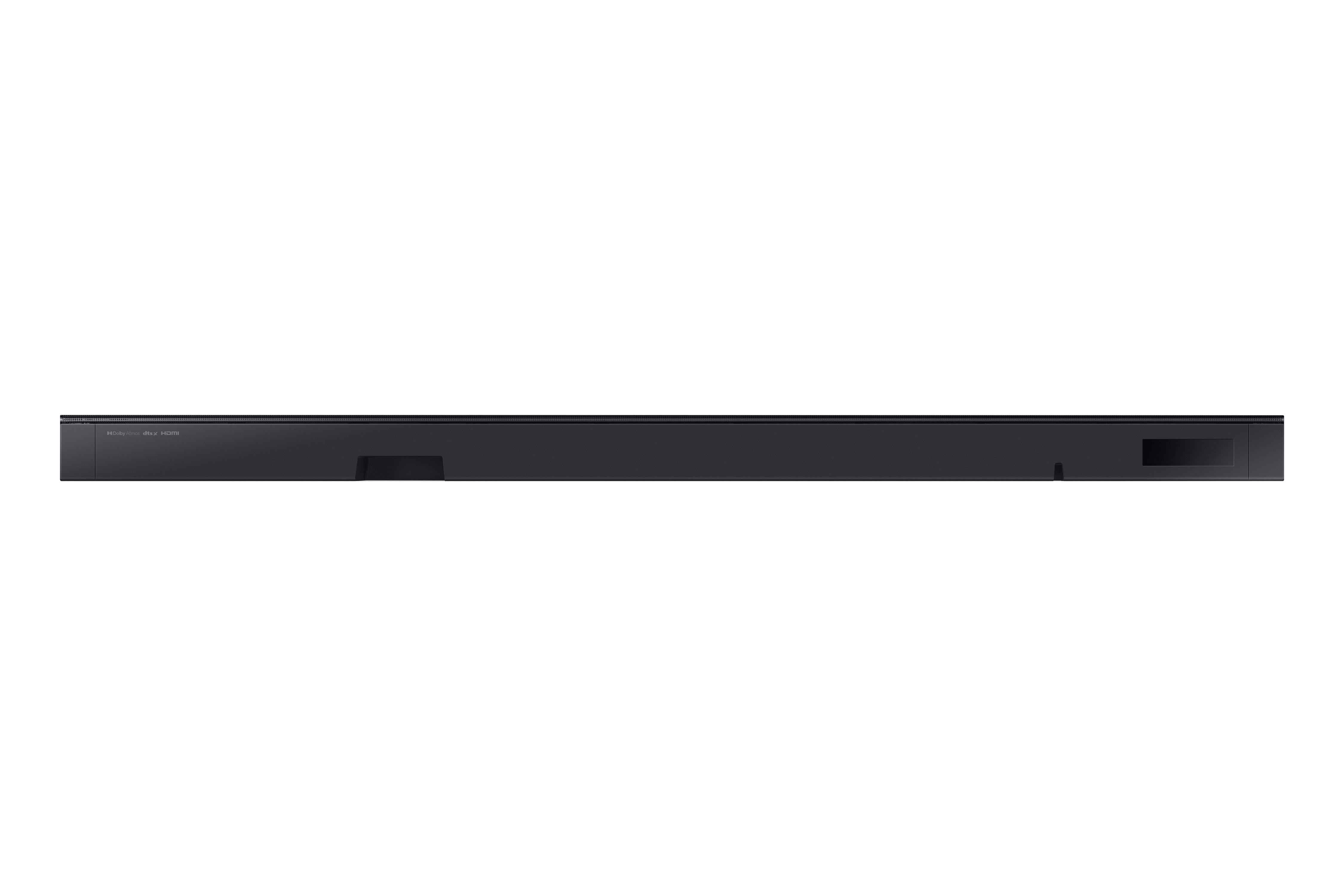 Schwarze Soundbar, Frontansicht.