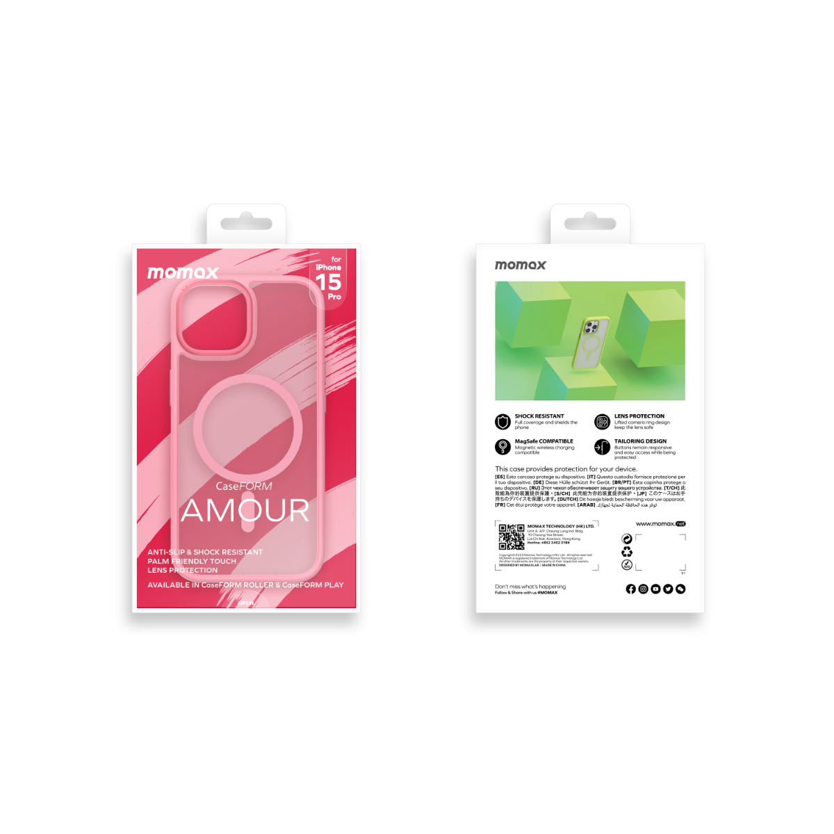 Beyaz kutulu pembe telefon kılıfı.