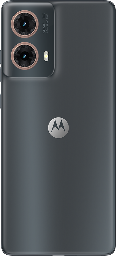 Egy szürke Motorola telefon hátulja két lencsével.