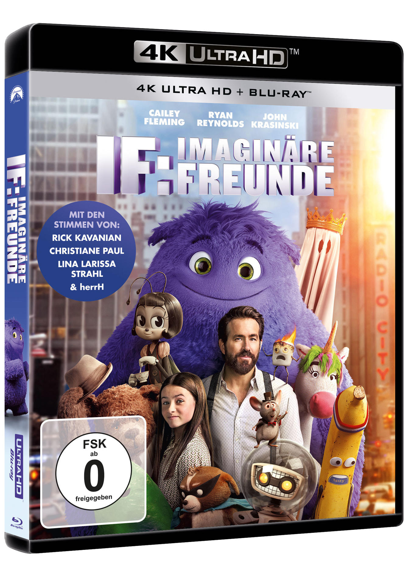Blu-ray-Cover des Films 'IF: Imaginäre Freunde', mit Charakteren und Schauspielern.