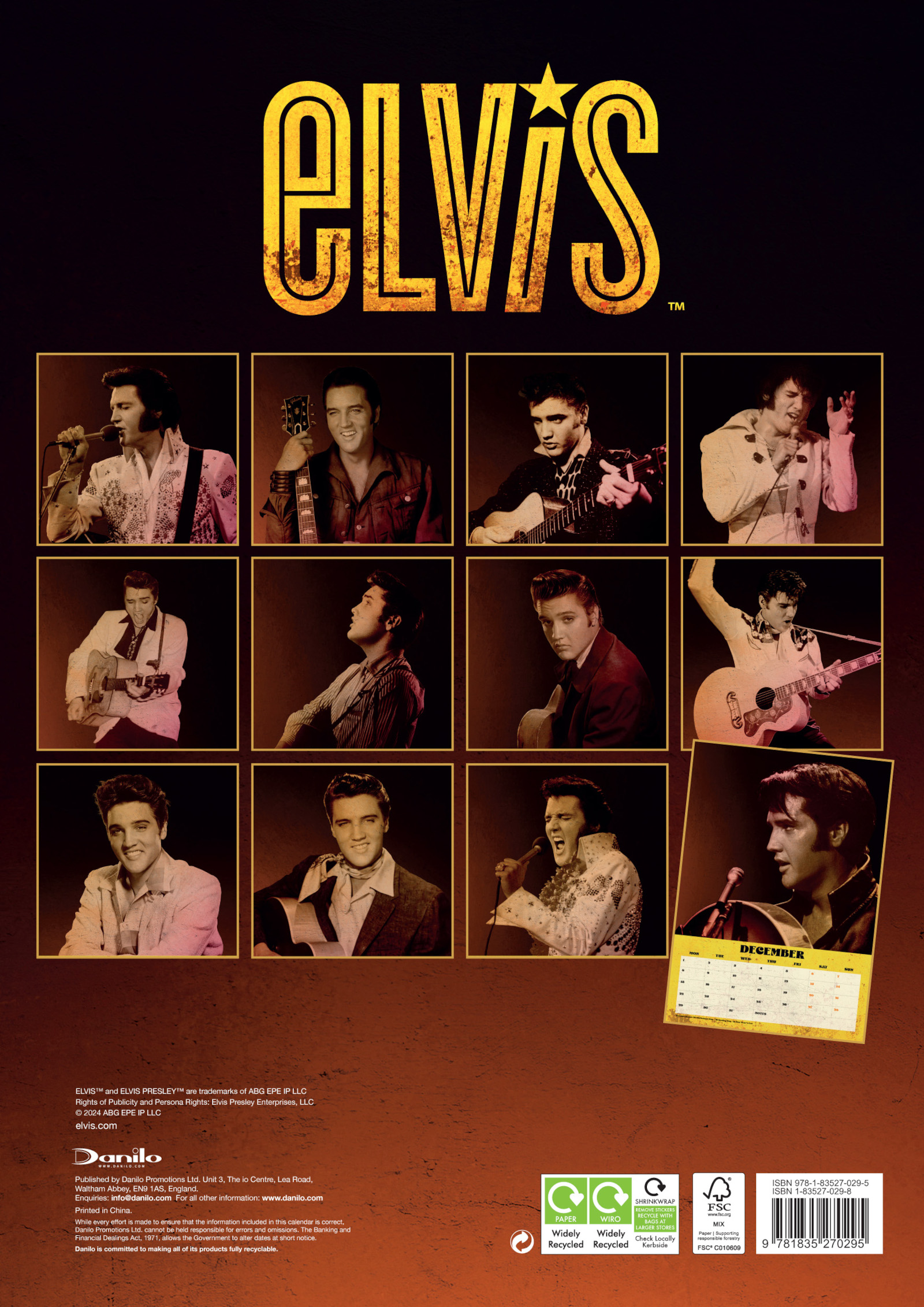 Elvis Presley - Official 2025 Calendar - A3-as naptár