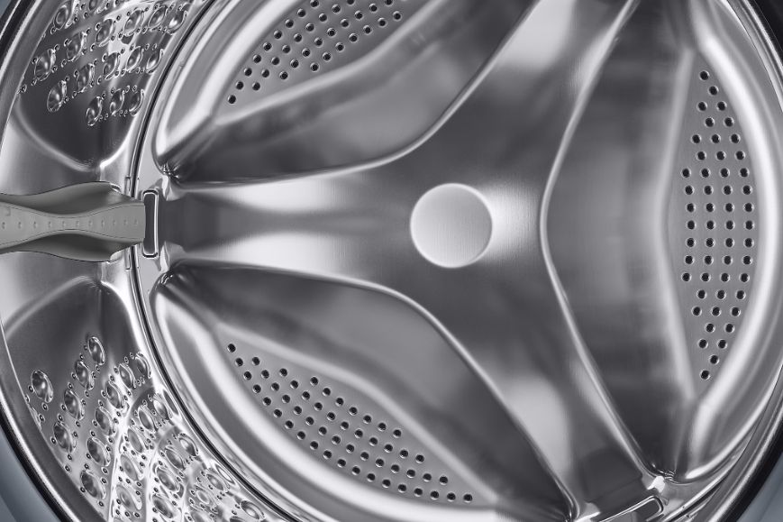 Bęben pralki ze stali nierdzewnej.