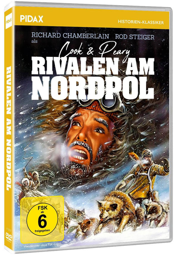DVD-Cover mit einem Mann in schneebedeckter Umgebung. Titel: Cook & Peary Rivalen am Nordpol.