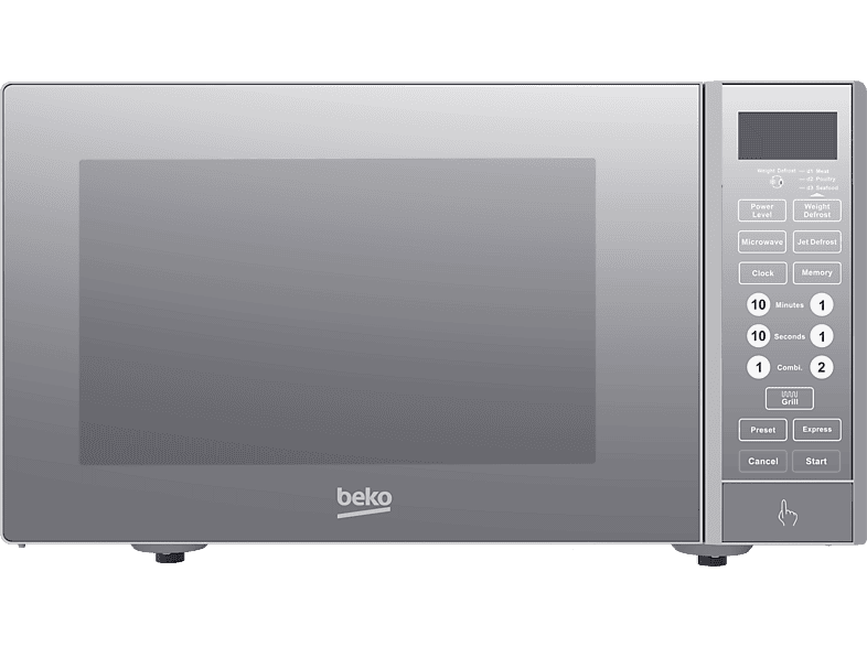 Beko MGF23330S, 900 W Potencia del Microondas, 100W Grill, 5 Niveles de Potencia, 23 l, Sliver
