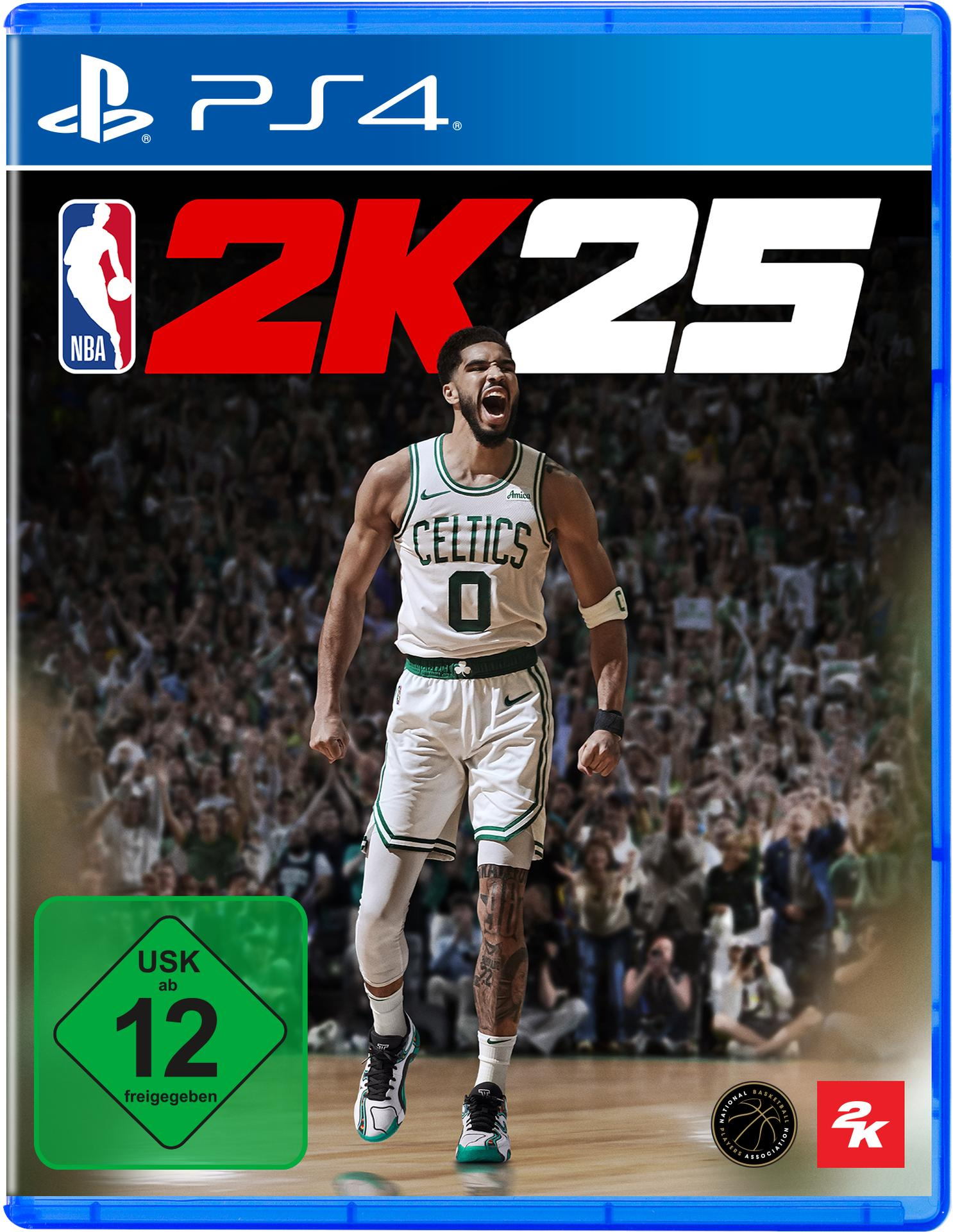 Spielcover mit Basketballspieler, Spiel '2K25'. PS4-Logo vorhanden.