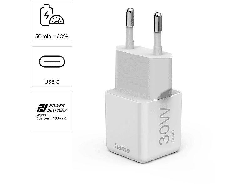 Hama Schnellladegerät, USB-C, PD, 30 W, Weiß — Foto 5 von 5