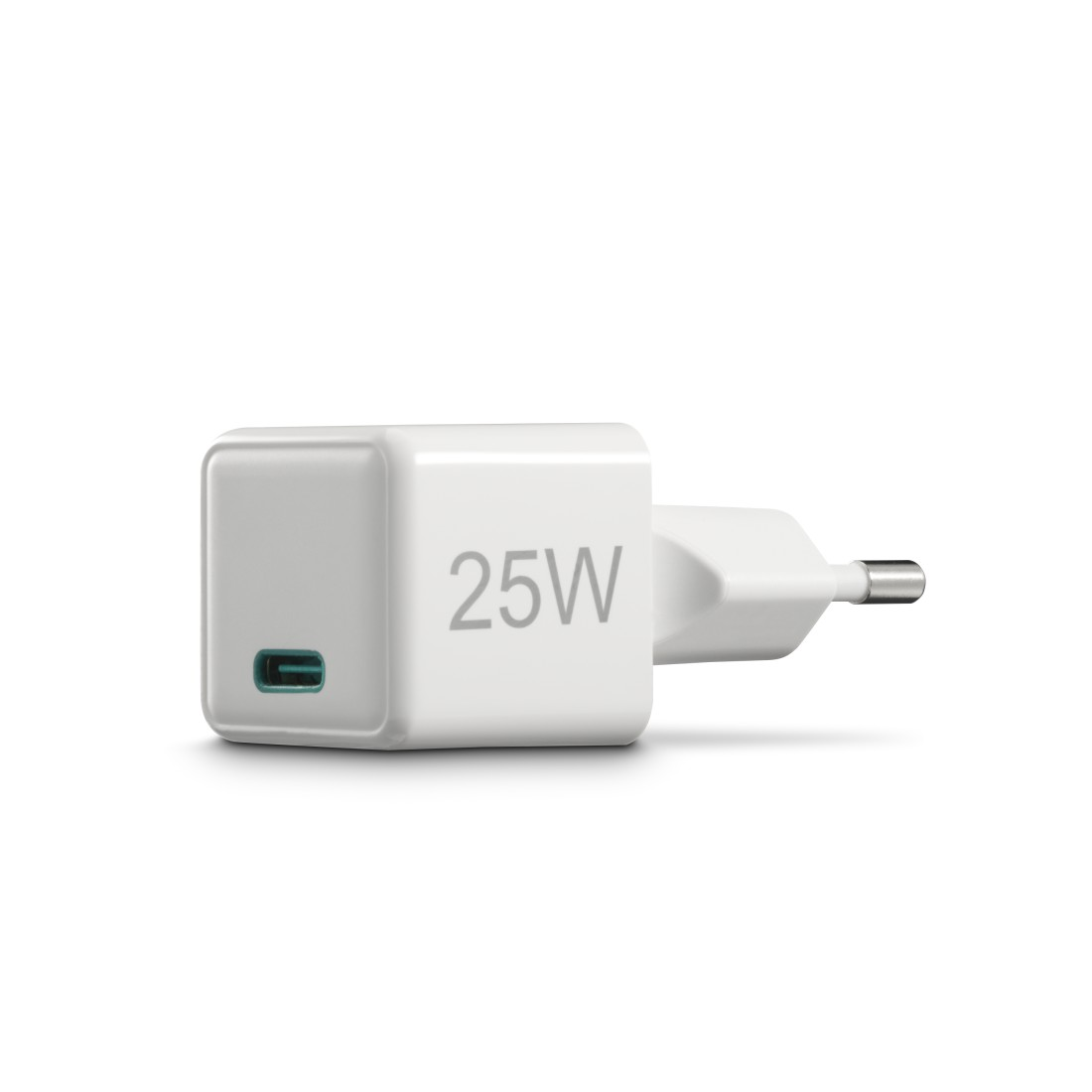 Weißes 25-W-Wandladegerät mit einem USB-C-Anschluss.